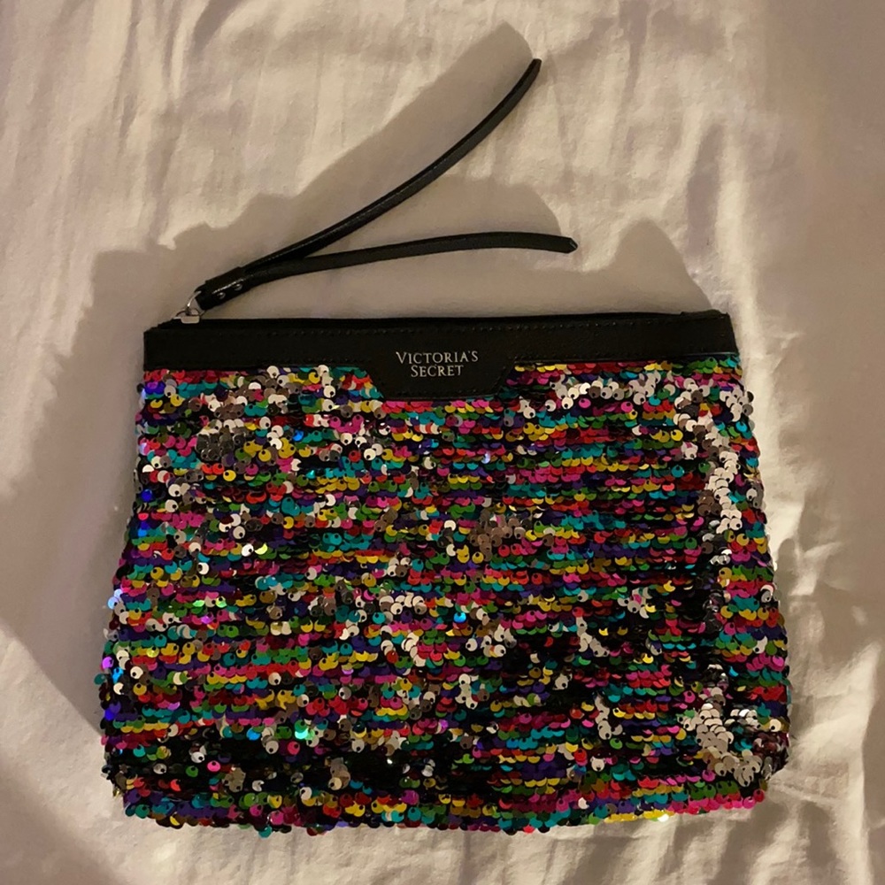 victoria’s secret multi-colored sequin pouch